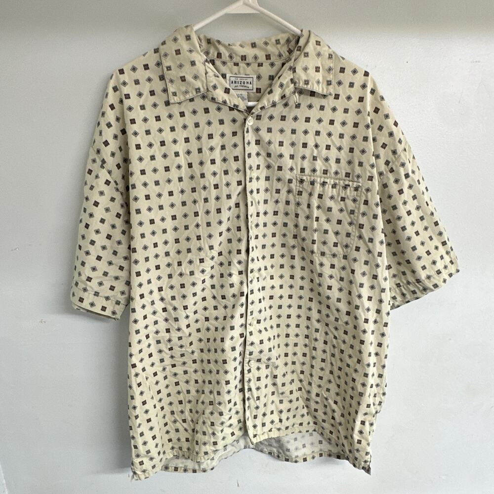 Vintage 90s Arizona Jean Co Geometric Print Shirt Large Rare Padded Build